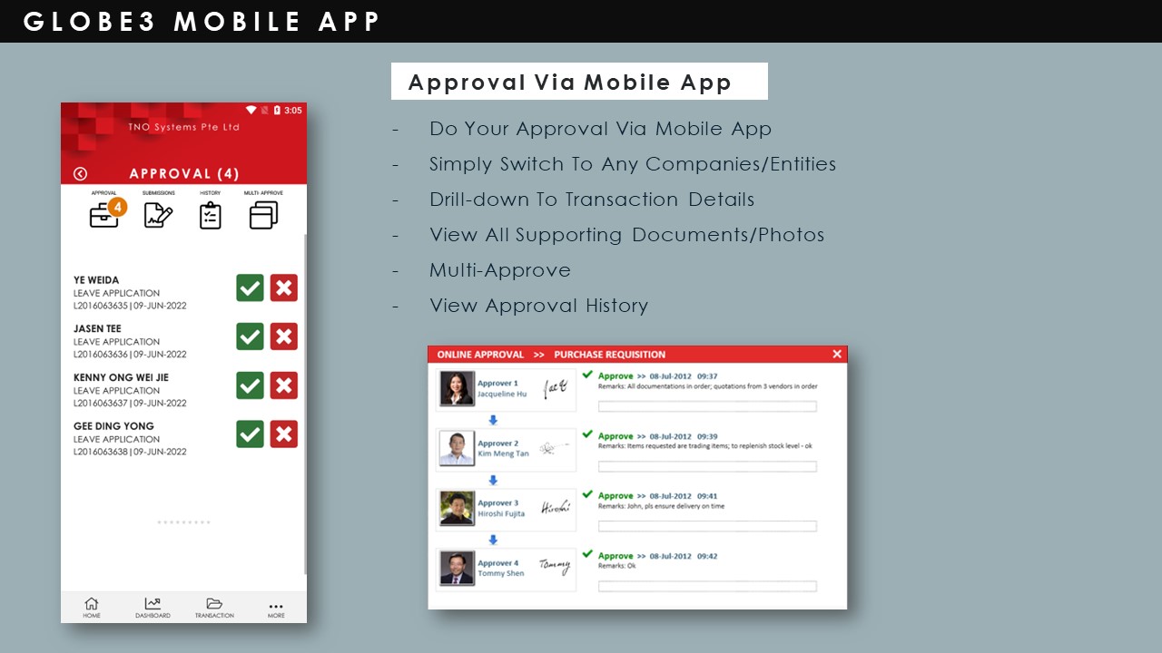 Construction Industry - Mobile App Approval | Globe3 ERP 